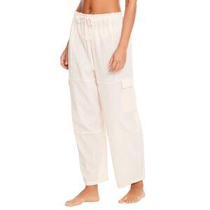 NWT Sanctuary Womens Barrel-Leg Cover-Up Cargo Pants SACC24849 White Sand Pink L